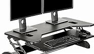 Vari - VariDesk Cube Plus 40 – Two-Tier Cubicle Standing Desk Converter for Dual Monitors – 9 Height Adjustable Settings with Spring-Assisted Lift and Dual Handles – Fully Assembled, Black
