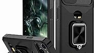Nvollnoe for iPhone 14 Plus Case with Sliding Camera Cover and Card Holder Heavy Duty Protective iPhone 14 Plus Case with Ring Magnetic Kickstand Phone Case for iPhone 14 Plus 6.7 inch(Black)