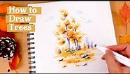 How to Draw Fall Landscape/Trees with Ohuhu Markers Tutorial