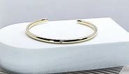 14K Gold Plated Oval Thin Cuff Bracelets for Women Girls