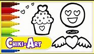 Chiki Art | How to Draw Emoticons | Draw Heart Eye Emoji | Drawing and Coloring for Kids
