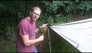 How to tie a pole to a tarp, plus 3 reasons not to put your trekking pole upside down.