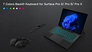 7 colors backlit keyboard for surface pro 9/surface pro 8/surface pro x