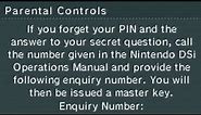 (dsi) how to get master key for parental control without calling nintendo