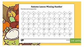 Autumn Leaves Missing Number Worksheet