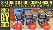 3 Keurig K-Duo Coffee Maker Comparison K-Duo Plus, K-Duo, K-Duo Essentials K-Cup Brewer & Coffee Pot
