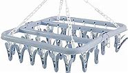 SteelFever Foldable Clip and Drip Hanger with 32 Clips - Hanging Drying Rack (Nordic Blue (Drop Clip))
