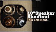 Celestion 10" speakers shootout, G10 creamback, greenback, vintage and alnico gold.