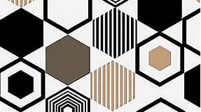 Black and White Geometric Hexagon Wallpaper Peel and Stick Wallpapers Removable Contact Paper Self Adhesive Wall Paper Decorative Vinyl Film Liner Paper 17.5"x78.7" Stick on Wallpaper