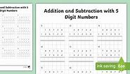 5-Digit Addition and Subtraction Worksheet