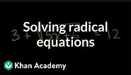 Solving radical equations | Exponent expressions and equations | Algebra I | Khan Academy