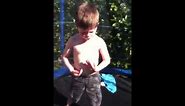 Crazy kid dancing with his shirt off