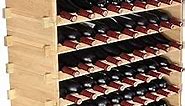 VEVOR 72 Bottle Stackable Modular Wine Rack, 8-Tier Solid Bamboo Wood Storage Racks, Floor Freestanding Wines Holder Display Shelf, Wobble-Free Shelves for Kitchen, Bar, and Cellar (Natural Color)