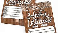 25 5x7 Rustic Blank Gift Certificates For Business Gifts For Clients - Blank Gift Cards For Small Business Gift Certificates Christmas, Restaurant Gift Certificates For Spa Salon Gift Certificates