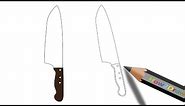 How to draw a Chef’s Knife Step by Step Very Easy Drawing