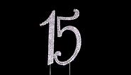 15 Cake Topper | Premium Bling Rhinestone Diamond Gems | 15th Birthday or Anniversary Party Decor...