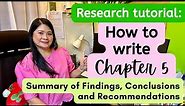 How to write Chapter 5 | Summary of Findings, Conclusions and Recommendations