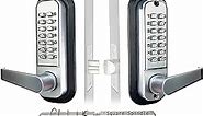 JOUNJIP Mechanical Keyless Combination Lever Handle Door Lock - [Square Spindle] Easier Install - (Satin Chrome) 2023 Upgrade Version