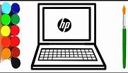 Hp Laptop Drawing, Painting and Coloring for kids and toddlers | Draw laptop #hp #hplaptop #computer