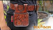 TOURBON Vintage Leather Ammo Pouch Belt Shotgun Shell Holder for Sporting Clay Trap Skeet Shooting