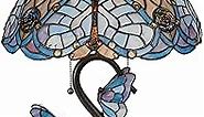 Touch of Class Butterfly Dreams Tiffany Style Table Lamp Blue - Handmade Stained Glass Lamps - Purple Hues, Metal Base - Art Nouveau Lighting for Living Room, Bedroom, Desk - 22.5 Inches High