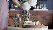 A&B Home Gold Arch Candle Holder - Arched 3 Piece Aluminum Candle Holder with Marble Base, Decorative Candle Holder, Living Room Entryway Console Table Accent Piece, 14" x 4" x 17"