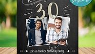 Invitación de foto de cumpleaños 30 para hombre adulto imprimible DIY | Bobotemp