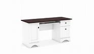 SAUDER 59.449 in. Rectangle Soft White Computer Desk with File Storage 429449