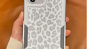 Burmcey for iPhone 11 Case White Leopard Light Gray, Cheetah Print Heavy Duty Tough Rugged Full Body Protection Shockproof Protective Women Girls Case for iPhone 11 6.1'' 2019