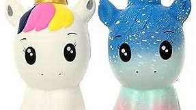 FUYAGE Galaxy Kawaii Galaxy Unicorn and Golden Horn Unicorn Squishies Slow Rising Jumbo Squishy Squeeze Toys for Kids and Adults