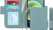 Skycase iPhone 12/12 Pro 6.1" 5G Wallet Case: RFID Blocking, Handmade Flip Folio, Card Slots, Detachable Strap, Green