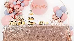 B-COOL Rose Gold Sequin Tablecloth Sparkly Wedding Table Cloths Shiny Tablecloth 50x80 Inch Sequin Panels Shimmer Tablecloth Sequin Overlay for Party Baby Shower Reception