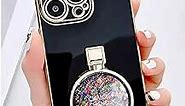 Luxurious iPhone Glittery Phone Case with Perfume Bottle Kick Stand for iPhone 14 PRO MAX (Black)