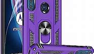 Compatible for Moto One Fusion+ Case (Not Fit Moto One Fusion) with HD Screen Protector, Gritup Military-Grade Dual Layer Phone Case with Magnetic Kickstand Ring for Motorola One Fusion Plus Purple