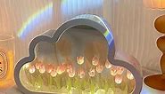 PONPRNGY Cloud Tulip Mirror Night Light - DIY Handmade Furniture Decoration,Simulation Flower Sleeping Table Lamp,Hand Craft Tulips for Mom Girlfriend Sister (Pink)(lk021)