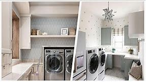75 White Floor And Wallpaper Laundry Room Design Ideas You'll Love ☆