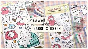 🐰DIY Kawaii Cream Rabbit Sticker Pack | How To Make Cute Stickers At Home