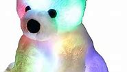 BSTAOFY Glow Polar Bear Light up Stuffed Animal LED Night Light Soft Plush Toy Adorable Birthday Valentines Mother's Children's Day for Toddler Kids, White, 9.5''
