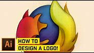 DESIGN Professional Logos from a SKETCH! (Firefox Logo in Illustrator!)