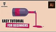 How to draw a Wine Bottle in Adobe Illustrator - step by step