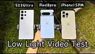 Google Pixel 8 Pro vs iPhone 15 Pro Max vs Galaxy S23 Ultra Low Light 4K Video Recording Test