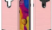 Compatible with LG V40 Case,LG V40 ThinQ Case,LG V40 Phone Cases,LG V40 ThinQ Phone Cases,LG V40 ThinQ 2018 Case,[Brushed Metal Texture] Hybrid Dual Layer Defender Case for LG V40-CL Rose Gold