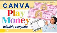 Play Money Printable Template Using Canva