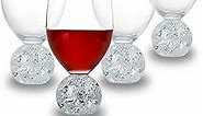 Red Wine Glasses Set of 4-16 oz Lead-Free Crystal Wine Glasses - Crystal Ball Base- Wedding, Wine Tasting, Anniversary, Party, Gift - Clear, Reuseable Glassware