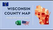 Wisconsin County Map in Excel - Counties List and Population Map