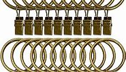 LLPJS 20 Pack Metal Curtain Rings with Clips, Curtain Clip Rings Hooks for Hanging Drapery Drapes Bows, Curtain Rod Rings 1.5 inch Interior Diameter, Bronze