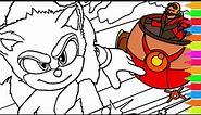 Coloring Sonic, Knuckles the Echidna, Miles Prower, Dr. Eggman | Sonic The Hedgehog Coloring Pages