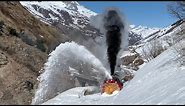 DFB Dampfschneeschleuder R12 im Frühlingsschnee 2021, Steam snow plough in the swiss mountains!