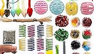 Fashion's Talk Cat Toys 50 Pcs for Indoor Cats,Interactive Door Hanging Mice Feather Toy Cat Spring Toy Cat Wand Catnip Crinkle Balls Silvervine Sticks Balls Kitten Toys Bulk