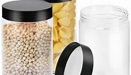LotFancy 27 Ounce Clear Plastic Jars with Lids, 3 Pack Airtight Food Storage Containers